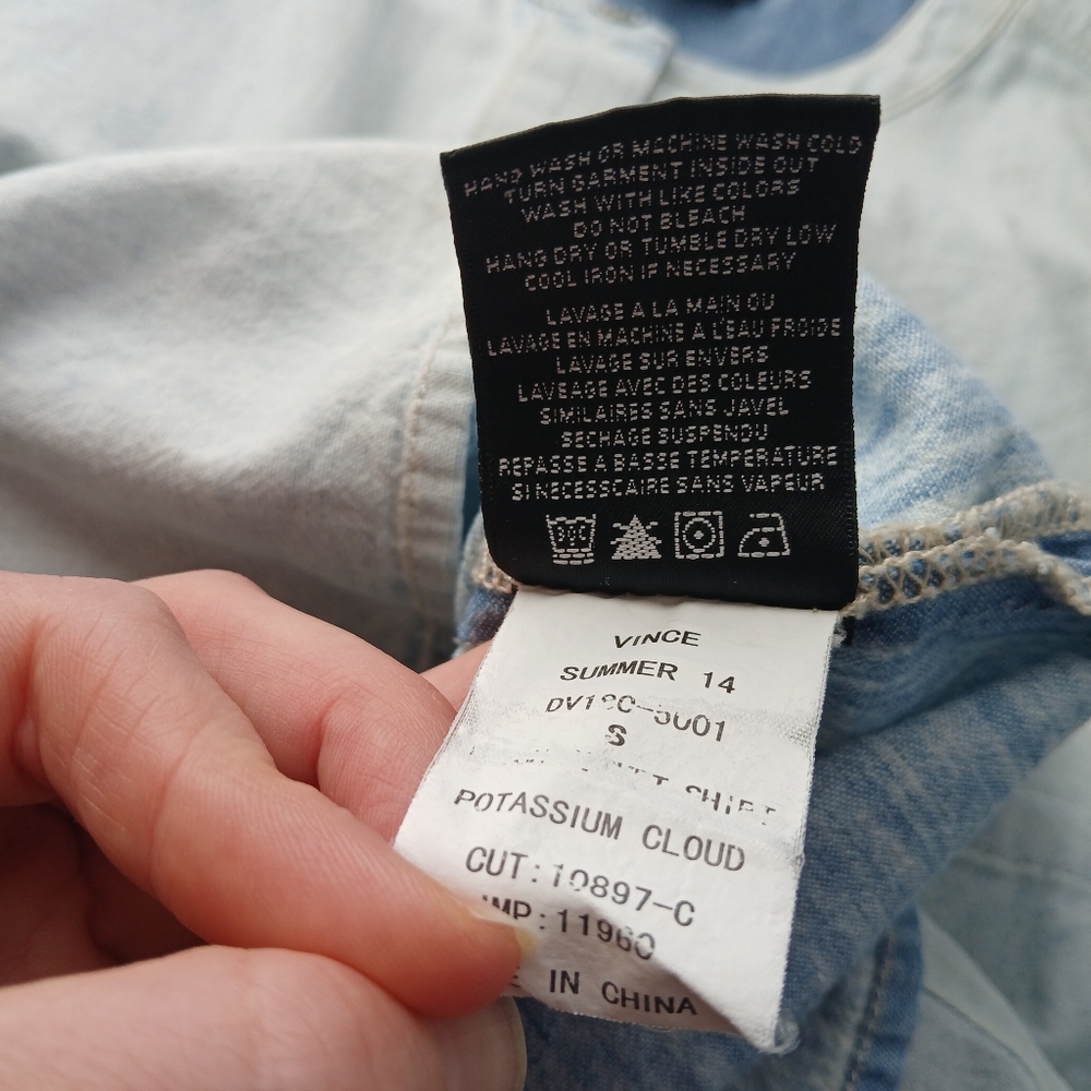 Vince Light Blue Button Down Chambray Shirt - Picture 8 of 8